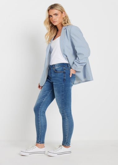 M&Co Petite Blue Stripe Seersucker Blazer