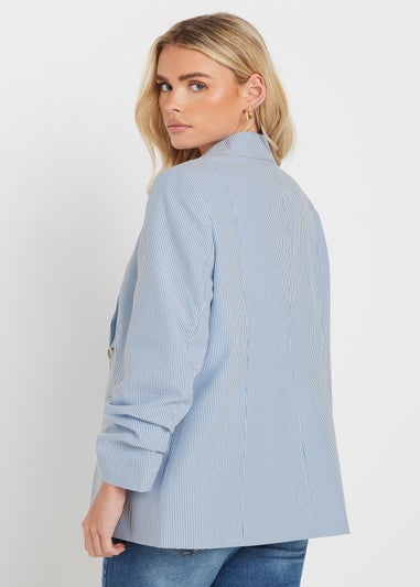 M&Co Petite Blue Stripe Seersucker Blazer