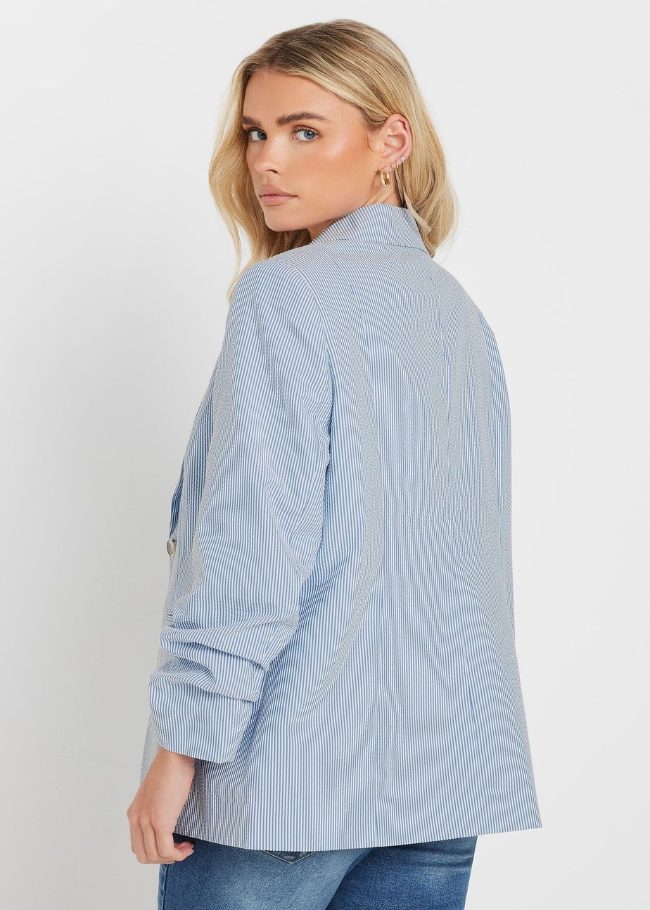M&Co Petite Blue Stripe Seersucker Blazer