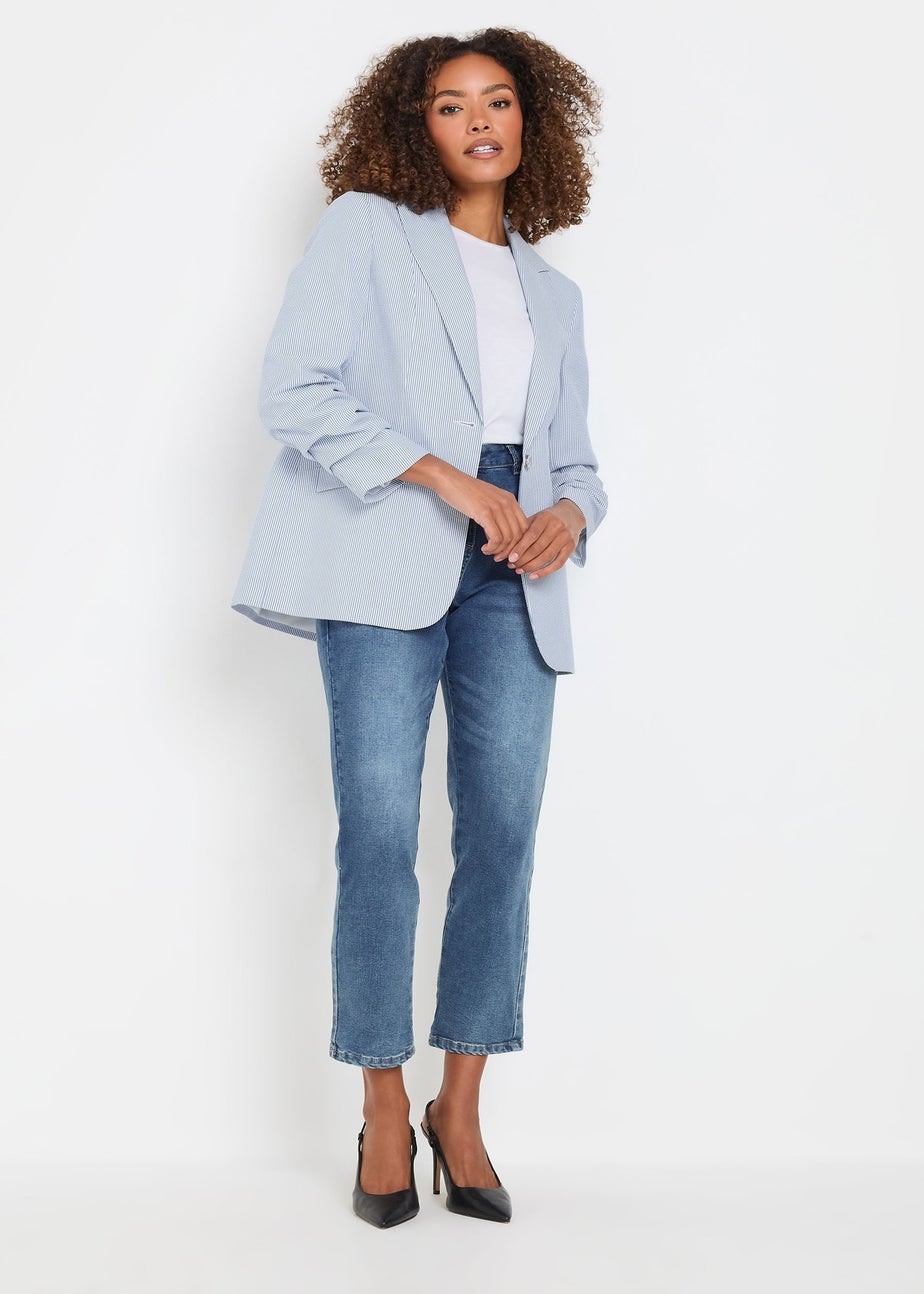 M&Co Blue Stripe Seersucker Blazer
