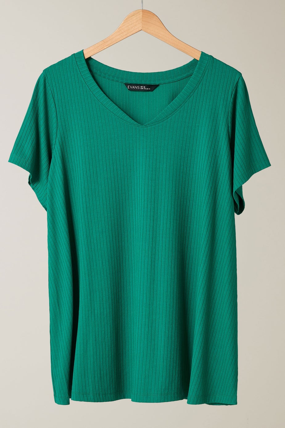 Evans Curve Green Premium Ribbed Modal Blend T-Shirt