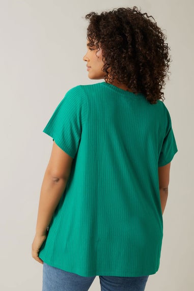 Evans Curve Green Premium Ribbed Modal Blend T-Shirt