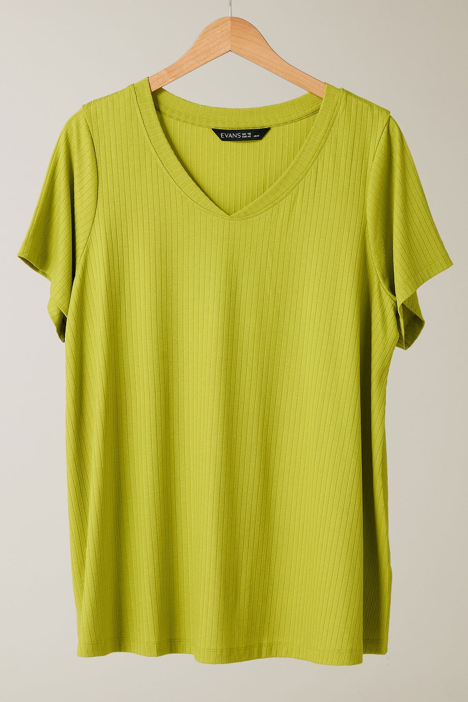 Evans Curve Chartreuse Green Premium Ribbed Modal Blend T-Shirt