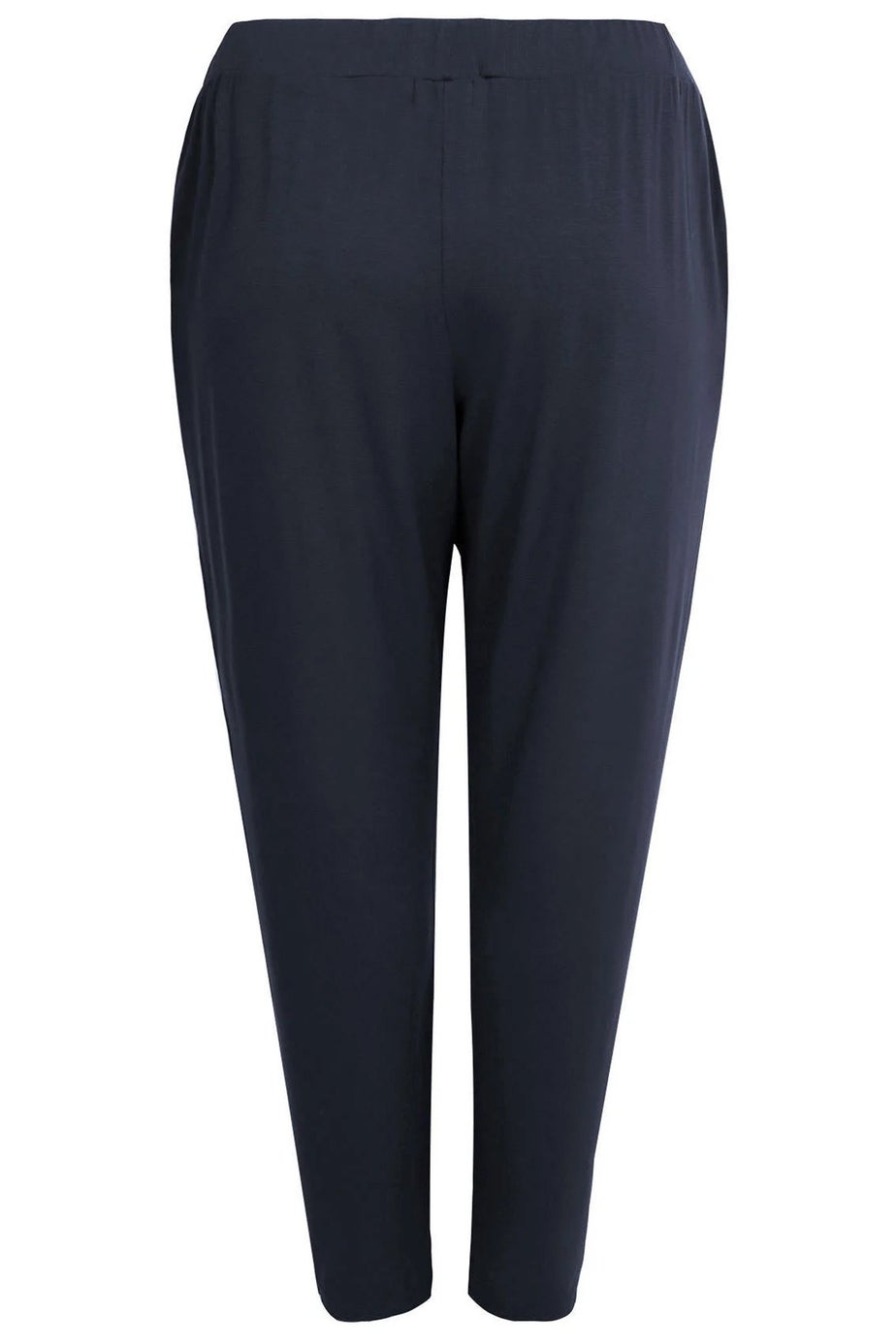 Yours Curve Navy Blue Double Pleat Stretch Jersey Joggers