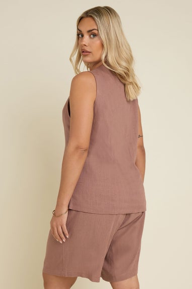 YOURS Curve Dusky Pink Linen Waistcoat