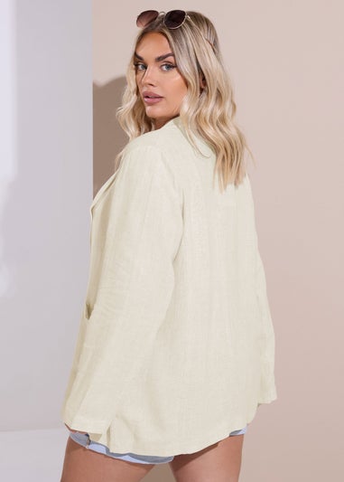 Yours Curve Natural Brown Relaxed Linen Blazer