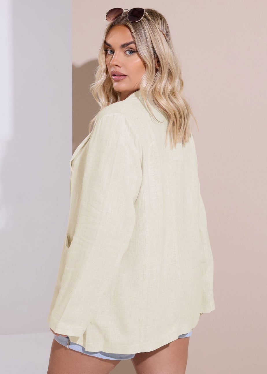 Yours Curve Natural Brown Relaxed Linen Blazer