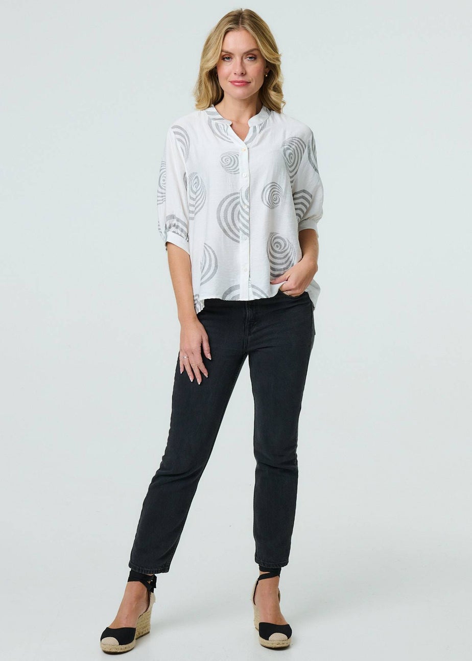 Izabel London White Printed Relaxed 3/4 Sleeve Blouse