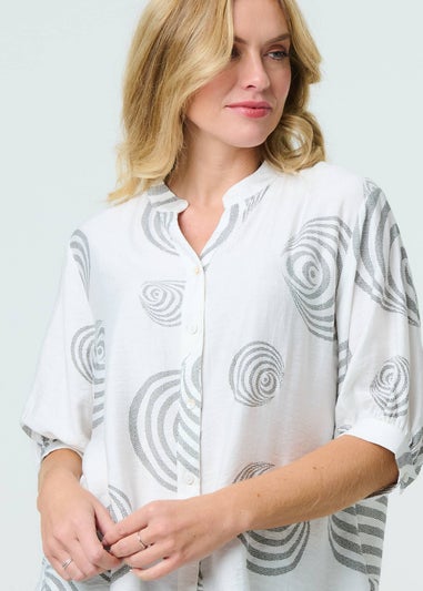 Izabel London White Printed Relaxed 3/4 Sleeve Blouse