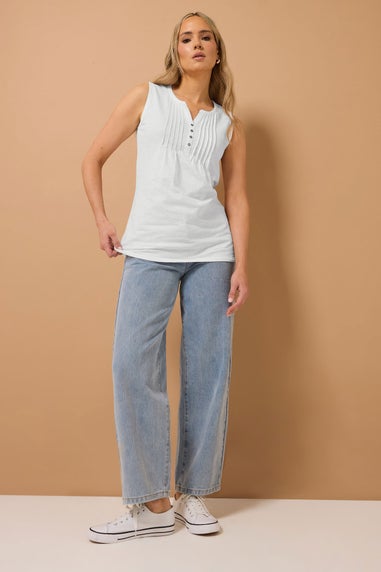 Long Tall Sally 2 Pack Coral Pink & White Henley Vest Tops