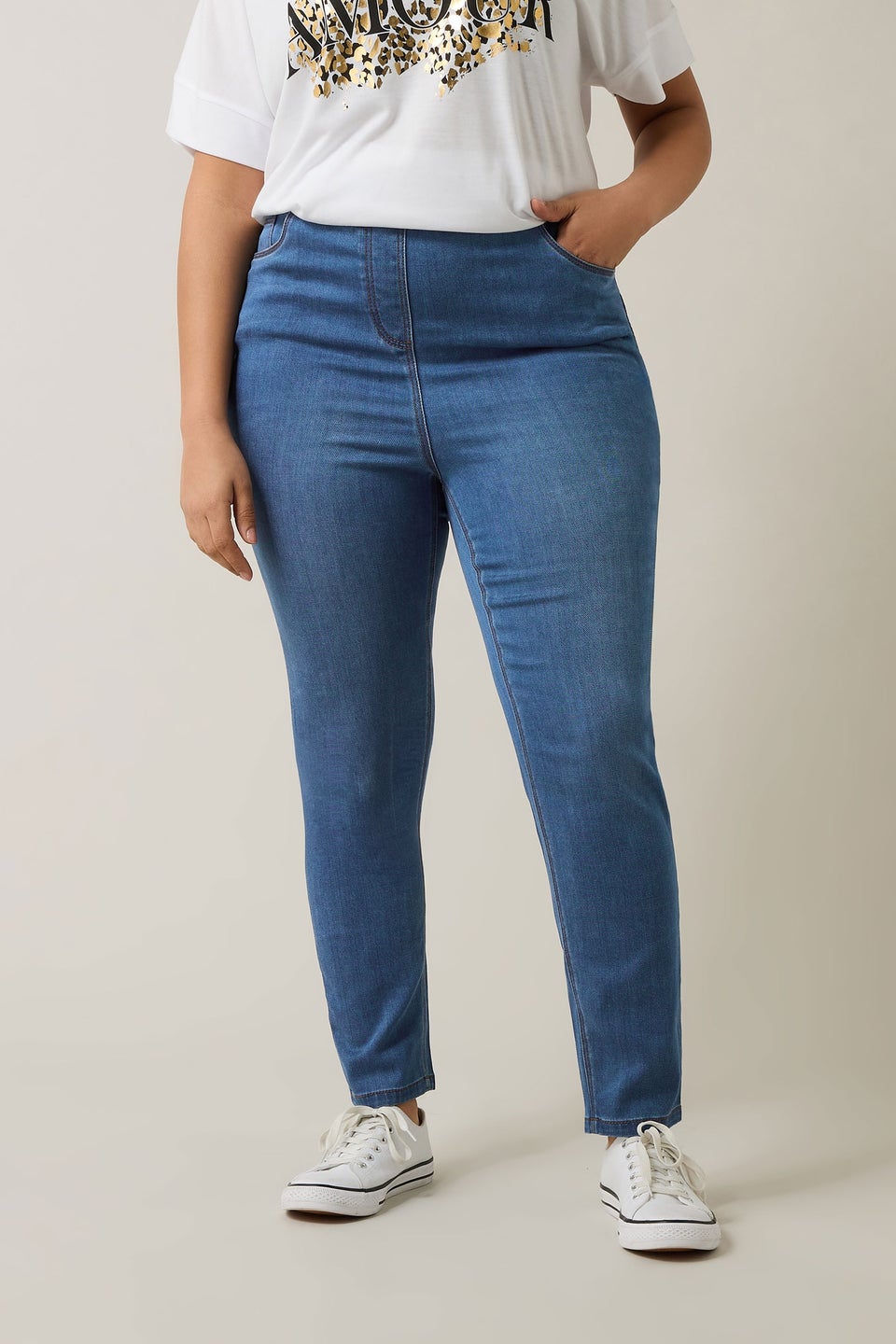 Evans Curve Mid Blue Skinny Jeggings