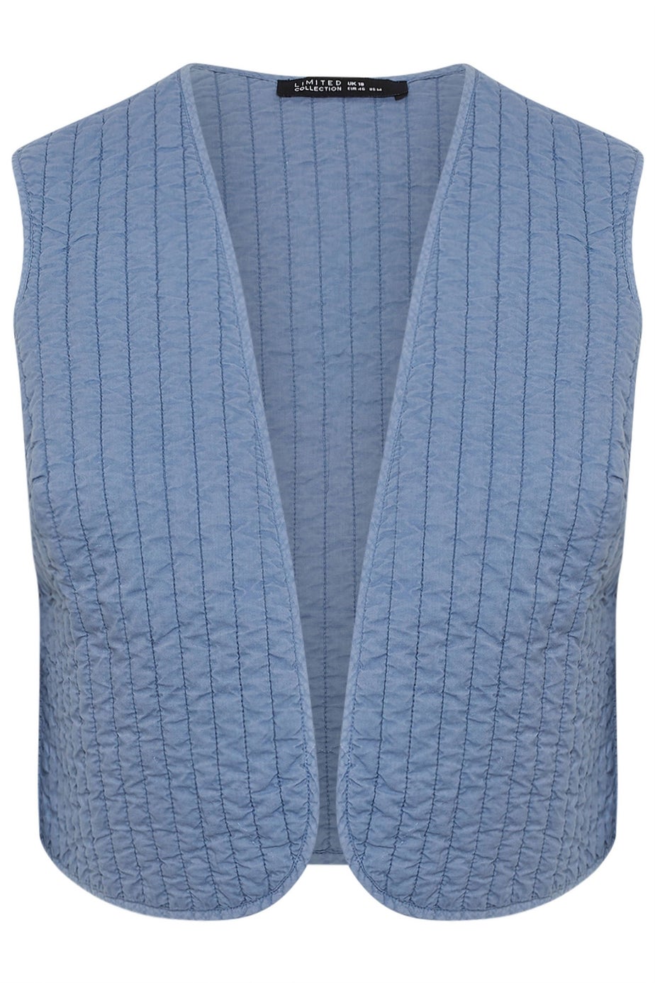 LIMITED COLLECTION Curve Blue Washed Quilted Waistcoat
