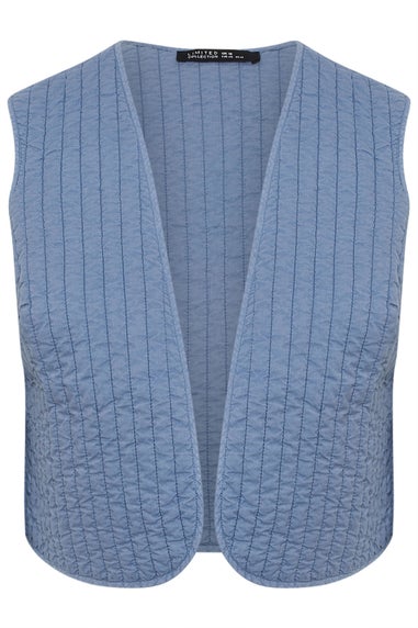 LIMITED COLLECTION Curve Blue Washed Quilted Waistcoat