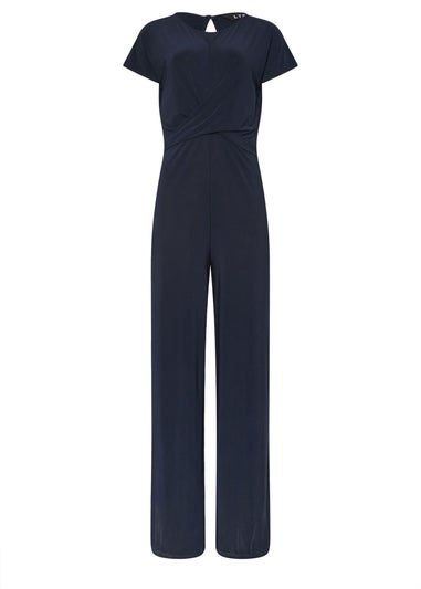 Long Tall Sally Navy Blue Twist Front Wide Leg Jumpsuit