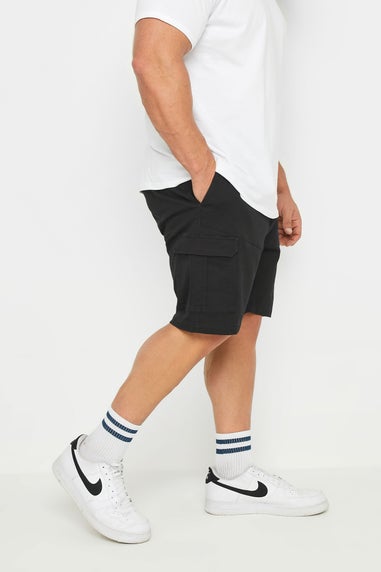 BadRhino Black Elasticated Waist Cargo Shorts