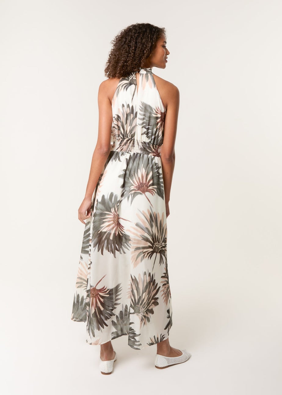 Blue Vanilla Khaki Halter Neck Occasion Dress