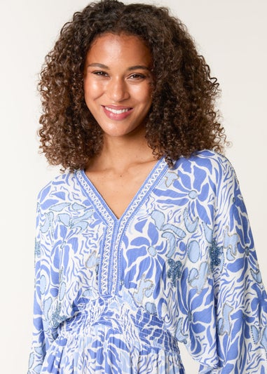 Blue Vanilla Blue Embellished V Front & Back Maxi Dress