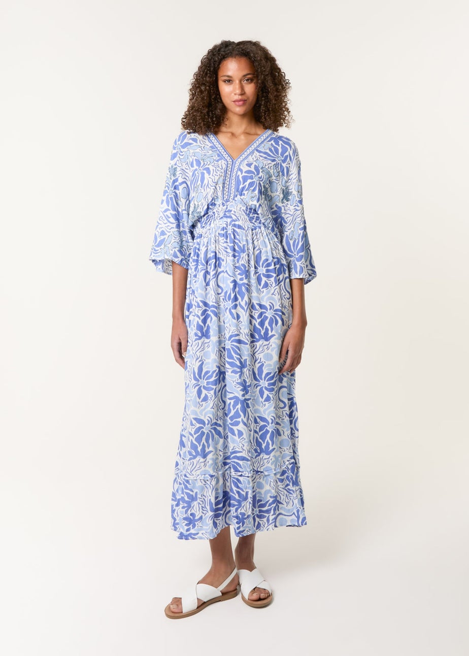 Blue Vanilla Blue Embellished V Front & Back Maxi Dress