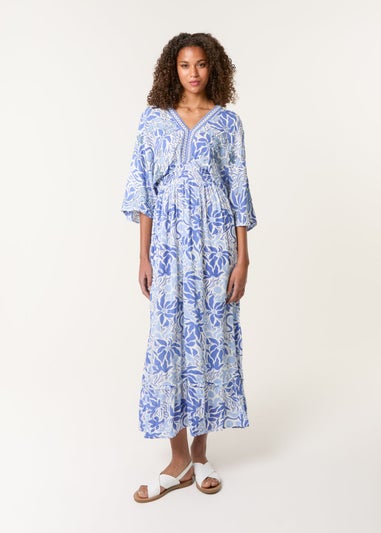 Blue Vanilla Blue Embellished V Front & Back Maxi Dress