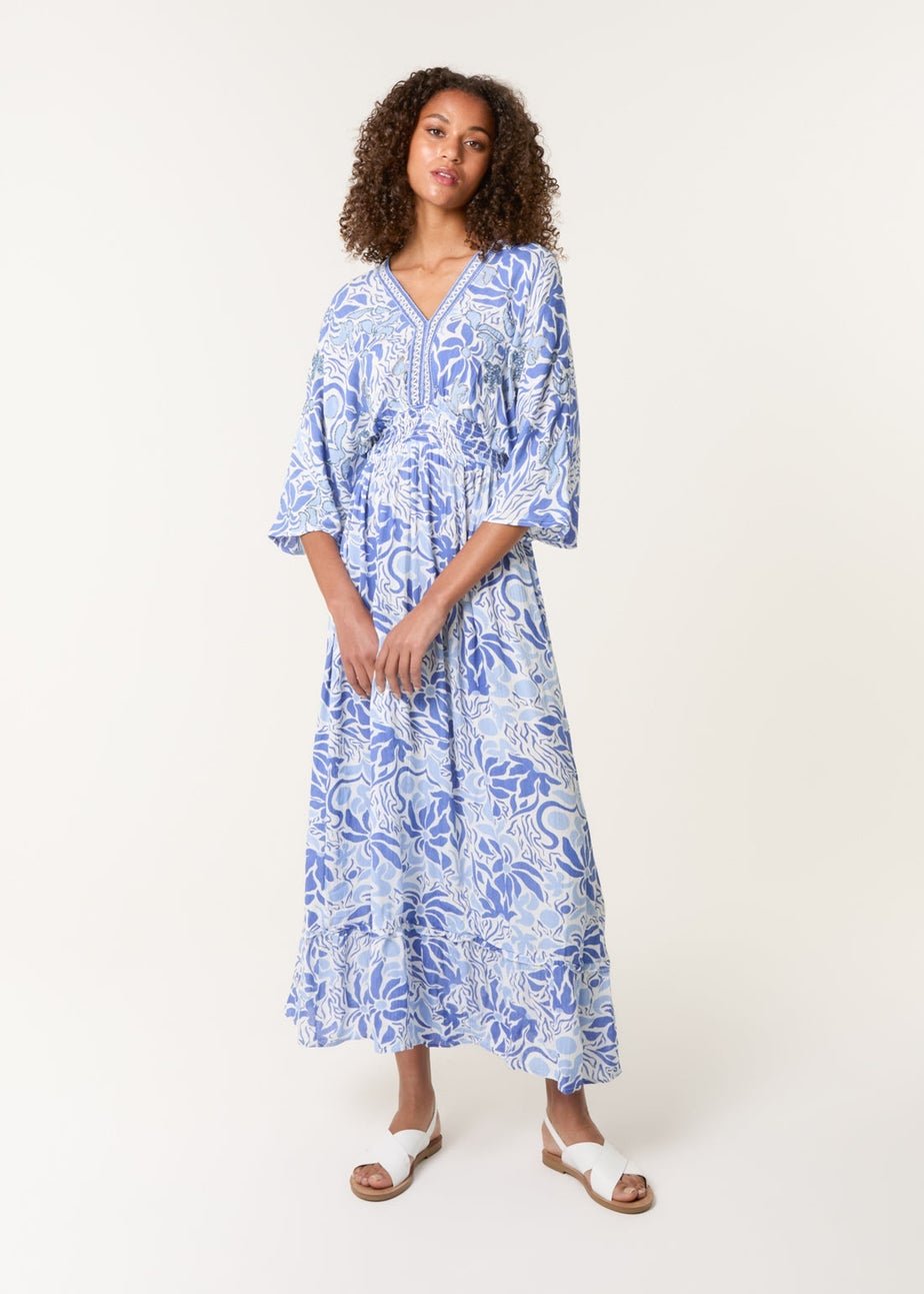 Blue Vanilla Blue Embellished V Front & Back Maxi Dress