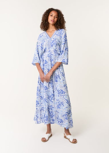 Blue Vanilla Blue Embellished V Front & Back Maxi Dress