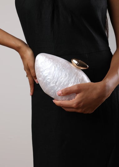 Where's That From White Benna Marble Acrylic Clutch