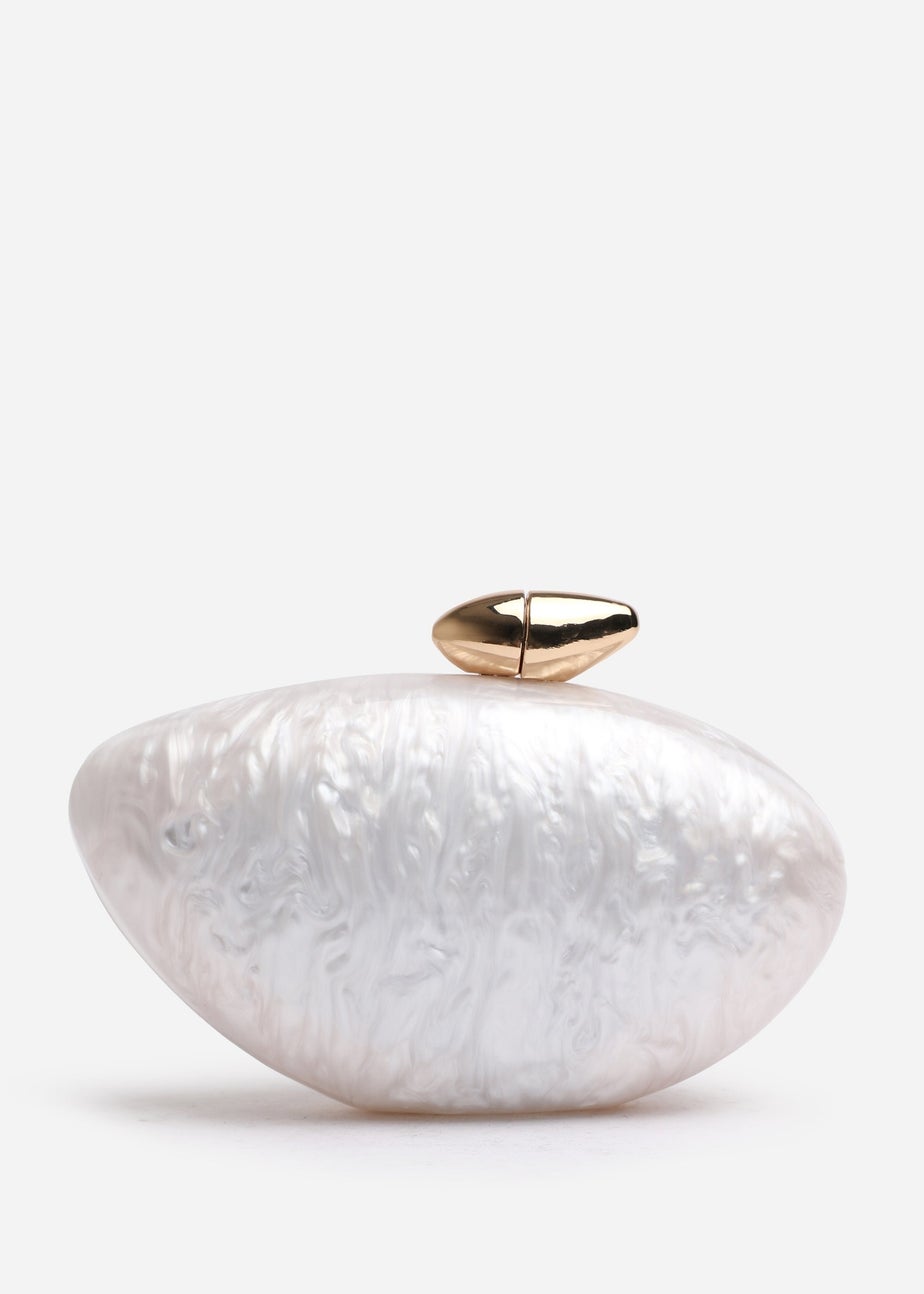 Where's That From White Benna Marble Acrylic Clutch