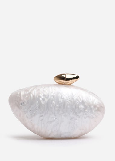 Where's That From White Benna Marble Acrylic Clutch