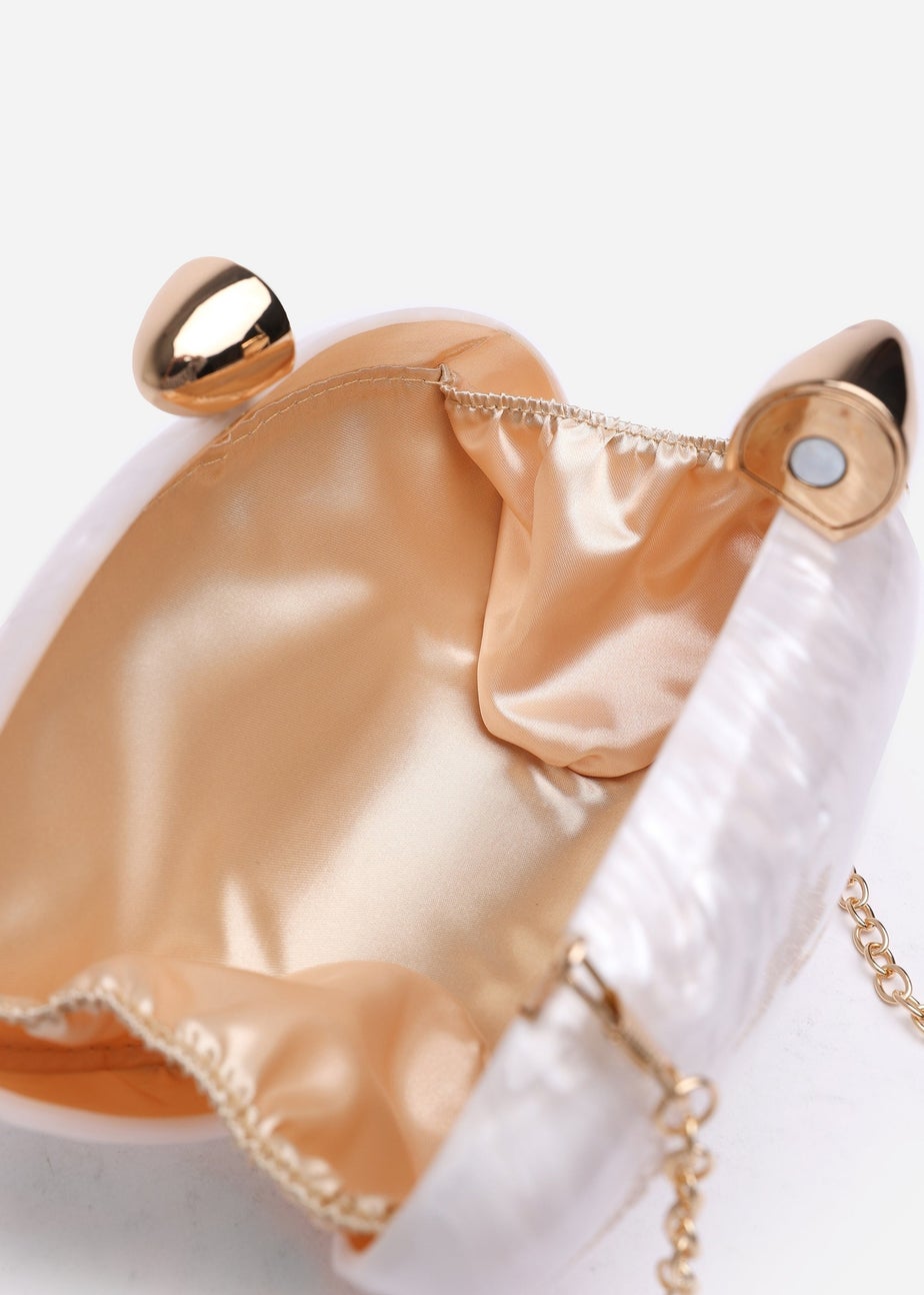 Where's That From White Benna Marble Acrylic Clutch