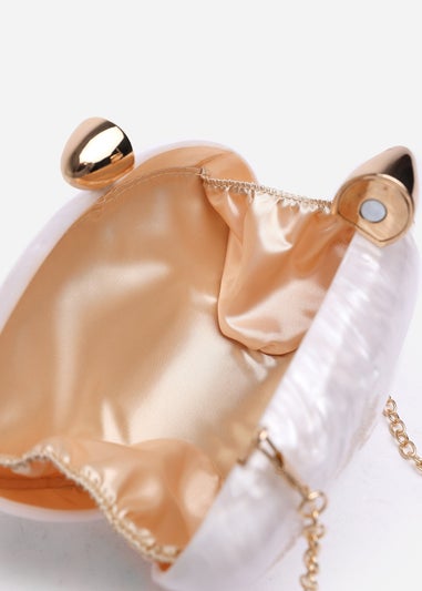 Where's That From White Benna Marble Acrylic Clutch