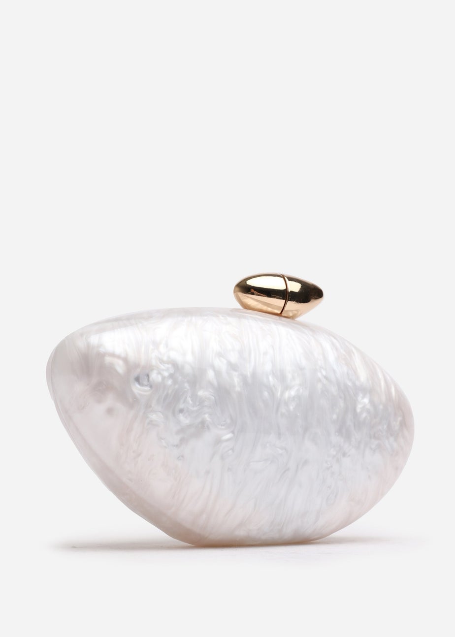Where's That From White Benna Marble Acrylic Clutch