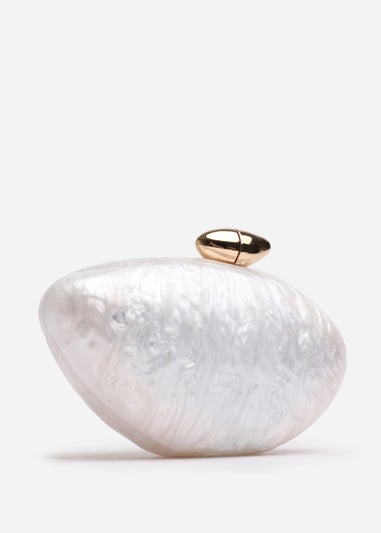 Where's That From White Benna Marble Acrylic Clutch
