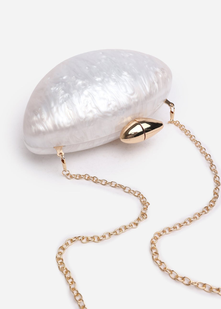 Where's That From White Benna Marble Acrylic Clutch