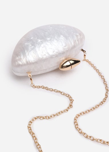 Where's That From White Benna Marble Acrylic Clutch