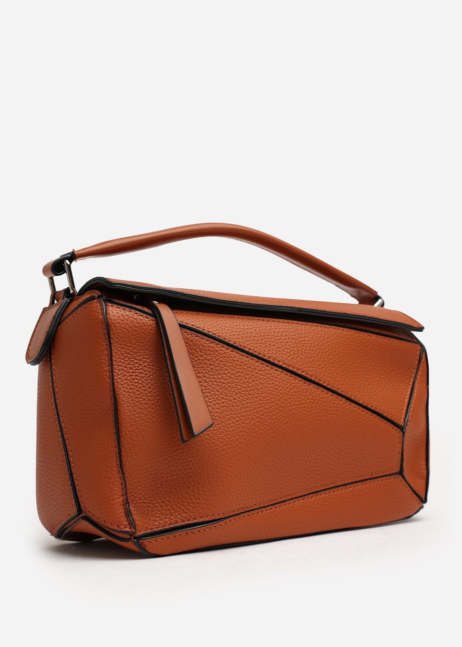 Where's That From Tan Abrazo Geometric Top Handle Bag