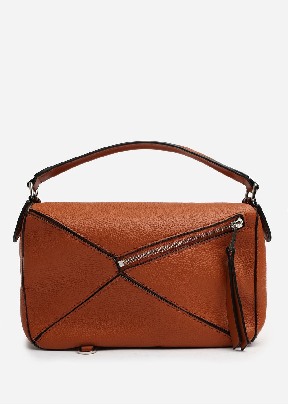 Where's That From Tan Abrazo Geometric Top Handle Bag