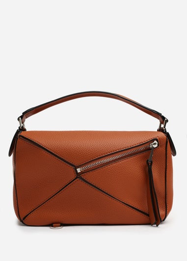 Where's That From Tan Abrazo Geometric Top Handle Bag
