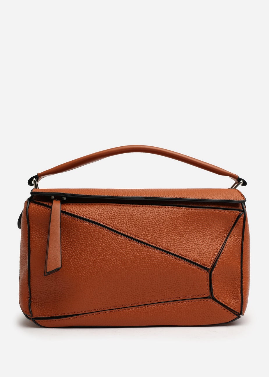 Where's That From Tan Abrazo Geometric Top Handle Bag