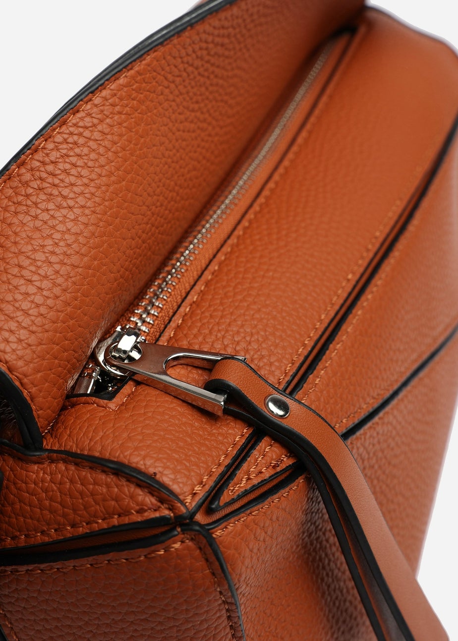 Where's That From Tan Abrazo Geometric Top Handle Bag