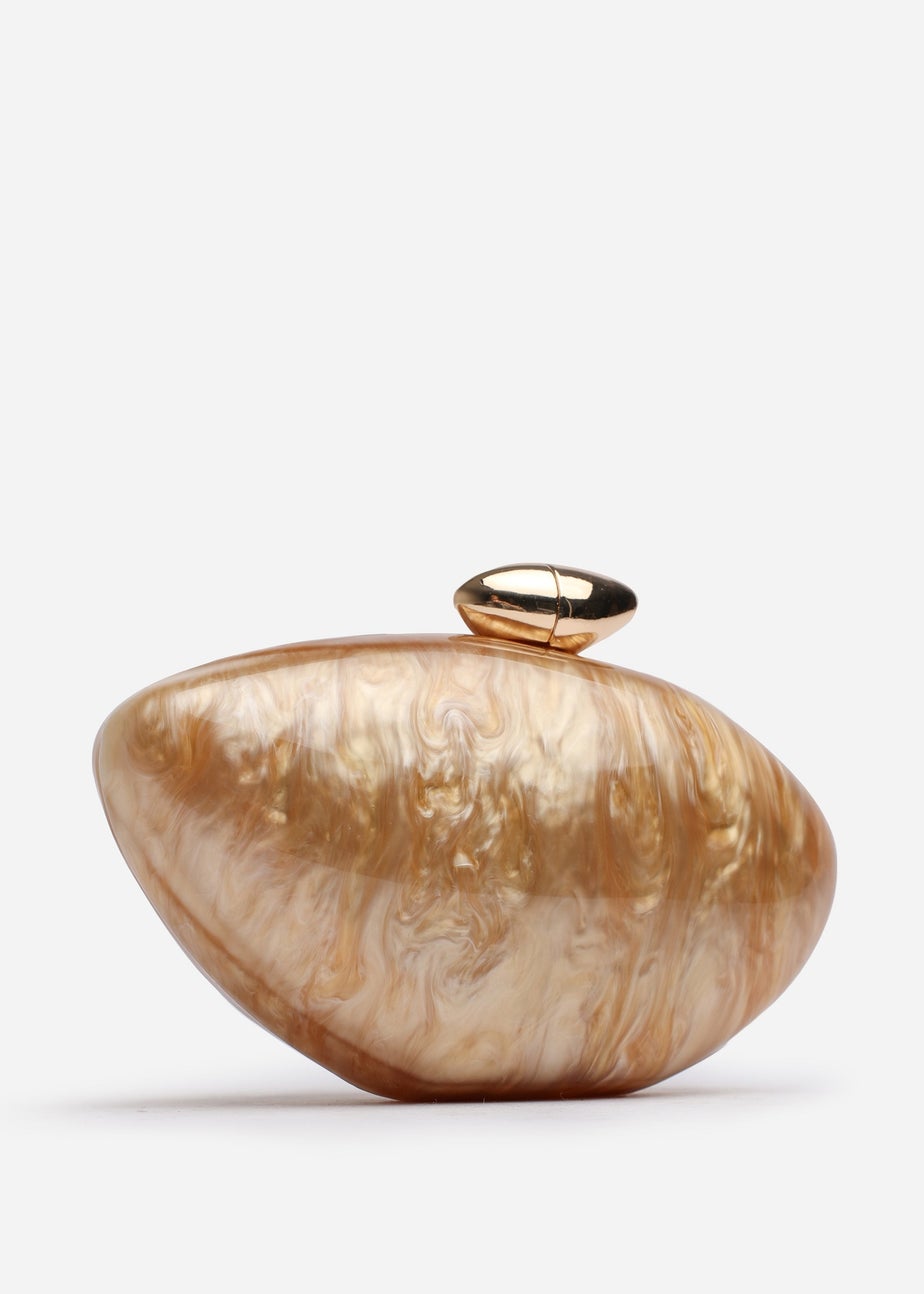 Where's That From Gold Benna Marble Acrylic Clutch