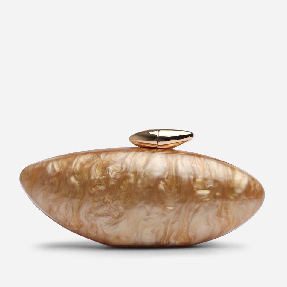 Where's That From Gold Benna Marble Acrylic Clutch