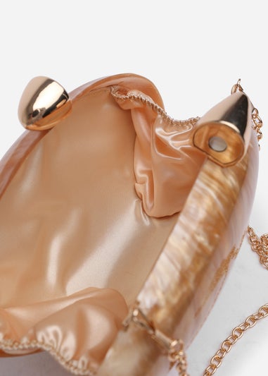 Where's That From Gold Benna Marble Acrylic Clutch