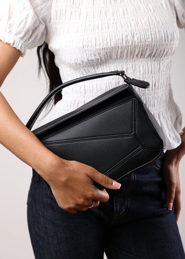 Where's That From Black Abrazo Geometric Top Handle Bag