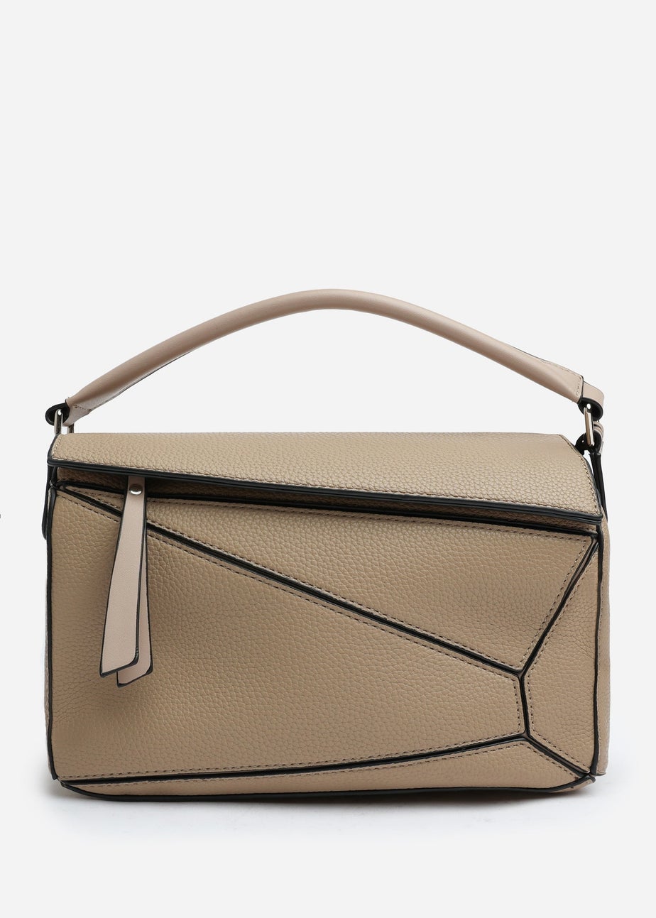 Where's That From Taupe Abrazo Geometric Top Handle Bag
