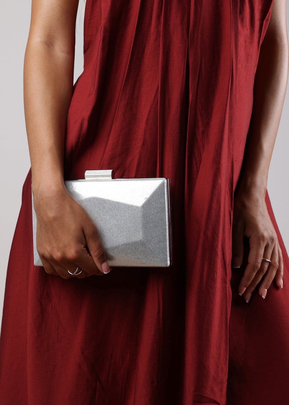 Where's That From Silver Carvela Embellished Evening Clutch