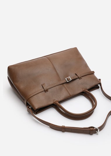 Where's That From Flores Tan Luxury Structured Leather Tote Bag