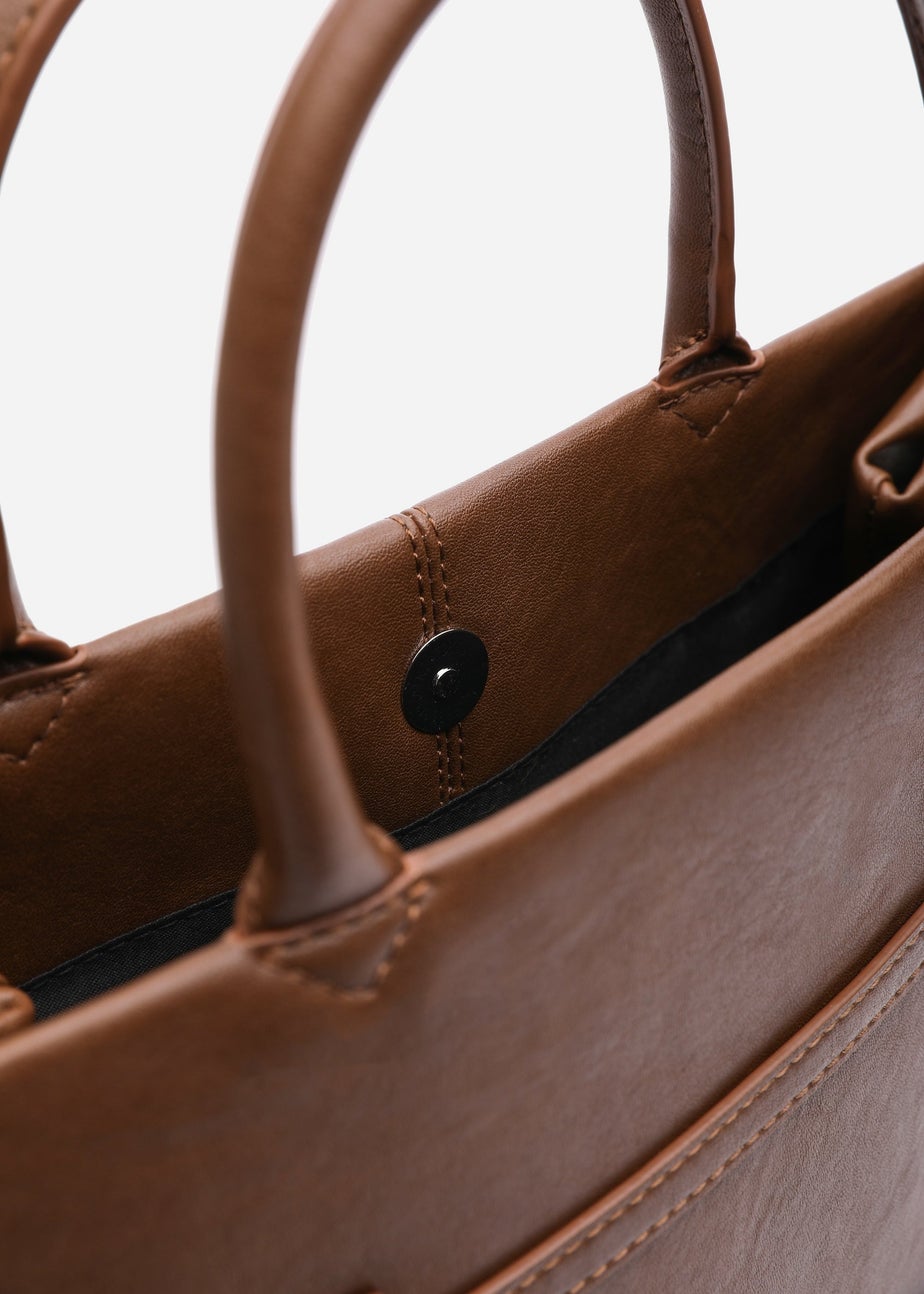 Where's That From Flores Tan Luxury Structured Leather Tote Bag