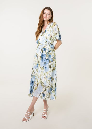 Blue Vanilla Blue Short Sleeve Wrap Pleat Dress