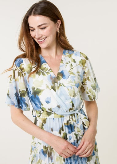 Blue Vanilla Blue Short Sleeve Wrap Pleat Dress