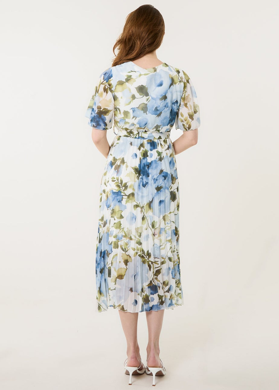 Blue Vanilla Blue Short Sleeve Wrap Pleat Dress